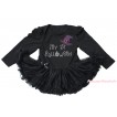 Halloween Black Long Sleeve Bodysuit Pettiskirt & Sparkle Hat Rhinestone My 1st Halloween Print JS4753